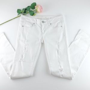AE White Distressed Skinny Stretch Jeans Sz 2